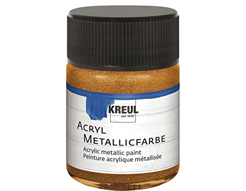 Kreul 77583 - Pintura acrílica metálica, 50 ml, cristal en bronce dorado, glamurosa pintura acrílica con efecto metálico a base de agua, cremosa opacidad, secado rápido y resistente al agua