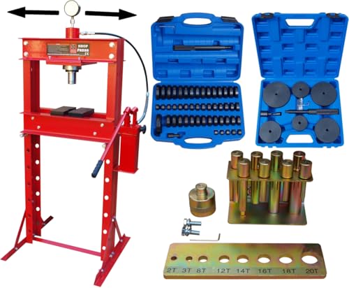Carmax Presse d'atelier 30T avec 2 pompes + embout de pression 18-150mm + ensemble de pointes de...