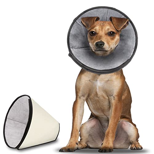 Supet Halskrause für Haustiere Leckschutz Hund Schutzkragen Kegel Krägen aus Besondere Schutz für Katzen Hunde und Kaninchen (Grau, XXL) Cover
