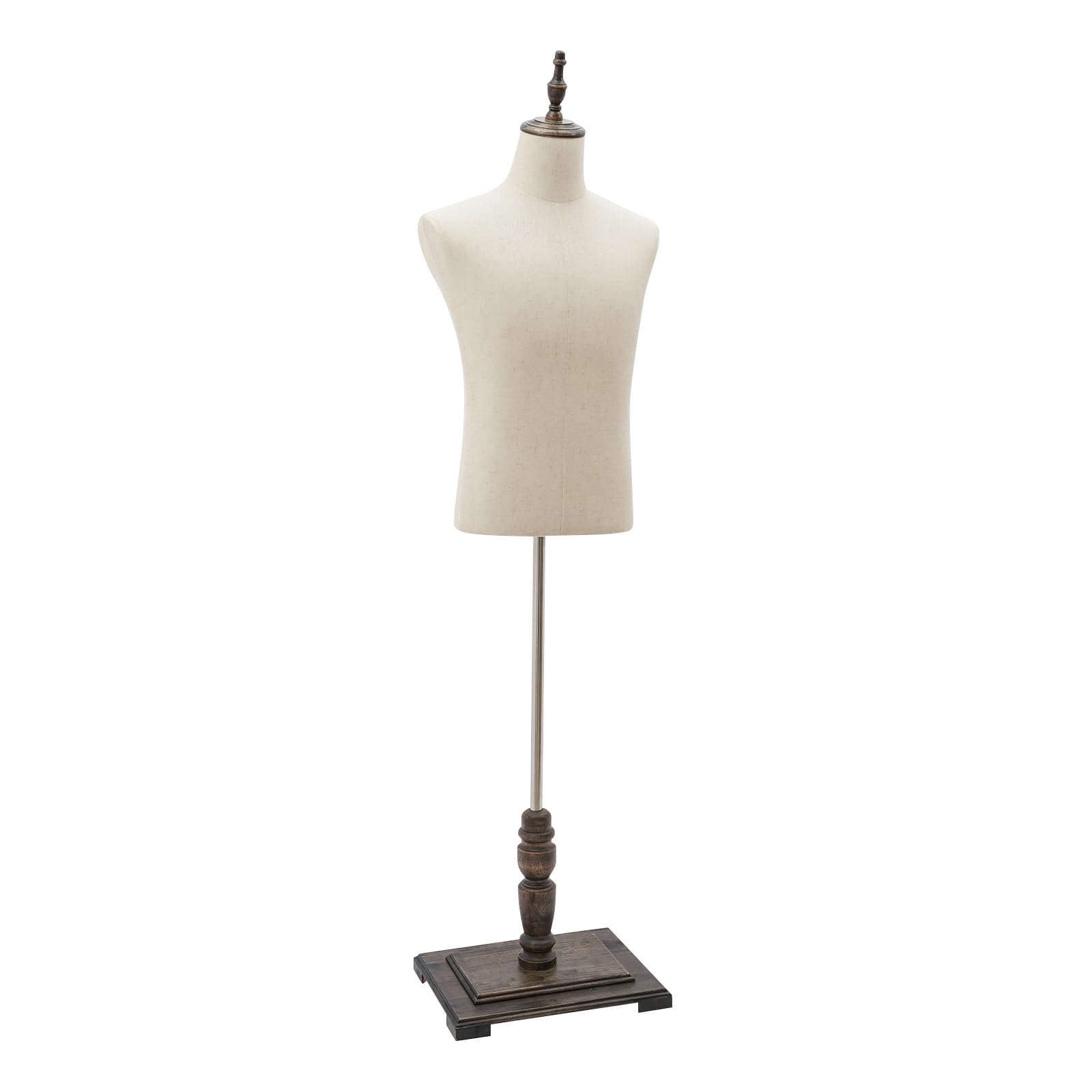 Mannequin de couture pour homme - Hauteur réglable de 150 à 180 cm - Buste de mannequin - Présentoir pour vêtements et vêtements - Beige - Lin fin - Taille M