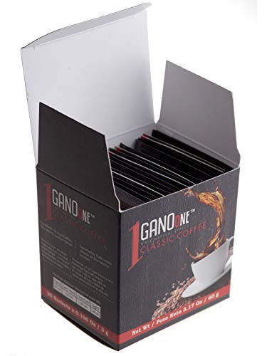 Ganoone Instant Classic Black Coffee With Ganoderma - Reishi Mushroom Extract Premium Blend 20 Single Serve Sachets, 1-Pack #TOP4
