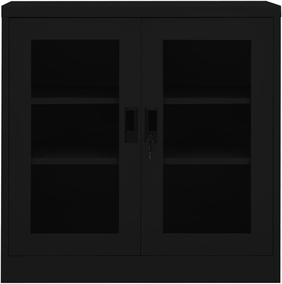Office Cabinet Black,Filing Cabinet,Freestanding Storage Cabinet,Multi-Function Cabinet,Media Cabinet,Modern Style,for Office,Home,School,Employee,35.4"x15.7"x35.4" Steel