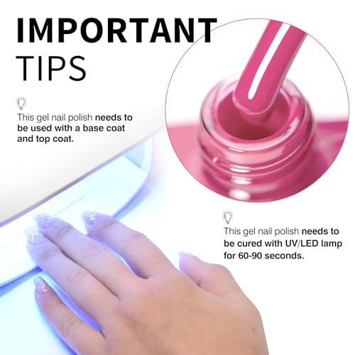 Image of CANNI 9ml Deep Rose Pink Gel Nail Polish, High Gloss UV LED Soak Off Gel