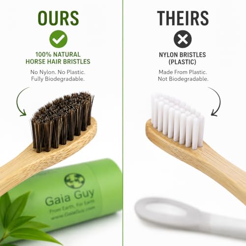 Cepillos de dientes de bambú de pelo de caballo suave y biodegradable pack de 6 Gaia Guy 2
