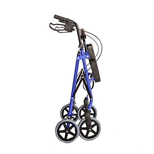 Miniatura 3 de Andador con ruedas bariátrica resistente con asiento acolchado grande de hasta 400 libras de capacidad (azul)