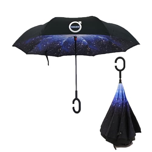 FOKAI Starke Winddichte Automatikschirme,für Volvo kompakter Reise-Automatikschirm mit Mehreren Rippen