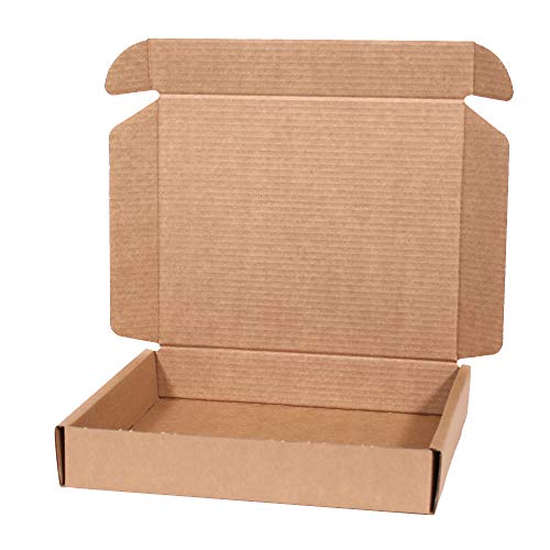 Zestaw 20 składanych pudełek z tektury kraft z pokrywką – Podwójne ścianki, wytrzymałe do wysyłki, e-commerce i usług kurierskich o wymiarach 31x26x5,5 cm