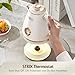Hazel Quinn Retro Electric Kettle - 1.7 Liters / 57.5 Ounces Tea Kettle with Thermometer, All Stainless Steel, 1200 Watts Fast Boiling, BPA-free, Cordless, Automatic Shut Off - Pearl White