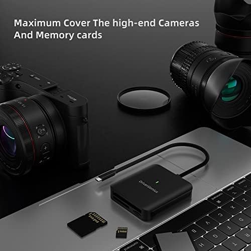 DriverGenius HB081 | 3-In-1 USB-C CFast 2.0, UHS-II 4.0 SD, microSD Memory Card Reader for DSLR Camera