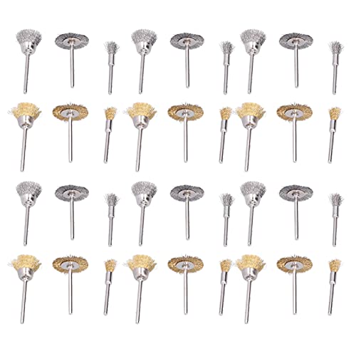Kit de Escovas de Arame 36 Unidades Tipo Caneta Tipo Plana e Tigela Tipo 3 Formatos Conjunto de Esco