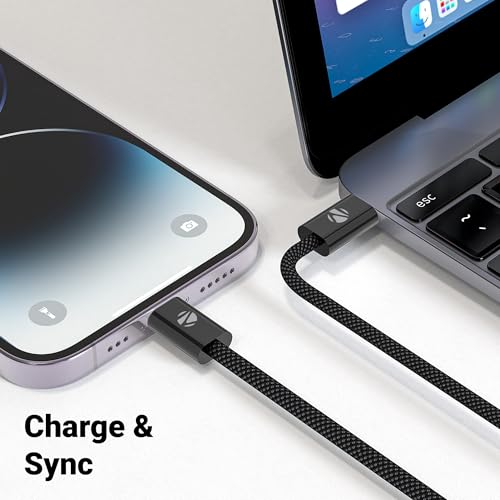 Image of ZEBRONICS TT60+ Type C - Type C Braided Cable, 60 Watts, Rapid Charging, Charge & Sync, 1 Meter, Compatible with iPhone 15 | Samsung | OnePlus | Xiaomi | Realme | Oppo Black