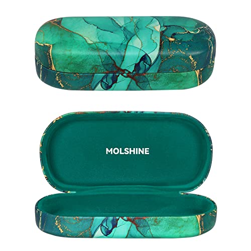 molshine Hard Shell Sunglasses Case,Classic Large Glasses Case for Women Men,Sunglass Eyeglasses (Emerald Green)