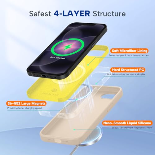 Image of Miracase Magnetic for iPhone 17e Case & iPhone 16e Case, [Soft Anti-Scratch Microfiber Lining], Compatible with MagSafe, Silicone Shockproof Protection Phone Case for iPhone 17e /16e, Sand