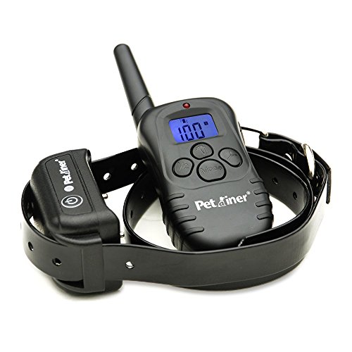 Petrainer PET998DB1 330 Yards Rechargeable and Waterproof Dog Training Collar with Safe Beep, Vibration and Shock Electronic Electric Collar