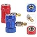 SOESFOUFU Adjustable Car Air Conditioner Adapters Set, Red and Blue R134a Aluminum Alloy and Copper Connectors, Detachable Vehicle Ac Hose Fitting for Automotive Refrigerant Random Color