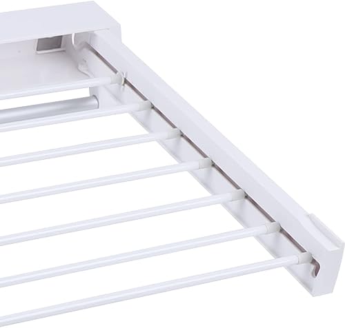 Miniatura 9 de LOYALHEARTDY Tendedero de secado plegable con 7 varillas de secado retráctiles invisibles para colgar en la pared, para lavandería, dormitorio, baño