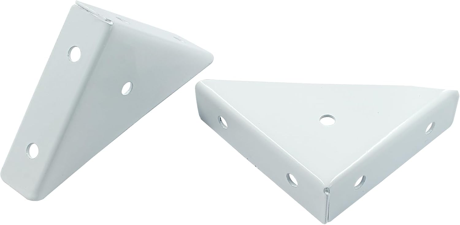 8pcs Angle Corner Shelf Bracket 66mm x 66mm, Cold Rolled Steel Corner Support, Triangular Bracket with Screws for Desk Bed Corner (White)
