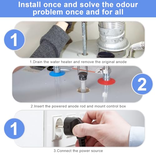 Titanium Anode Rod,24-hour Odor Elimination.Suitable for 40-89 Gallon Water Tanks, Effectively Removes Limescale and Extends the Life of the Tank