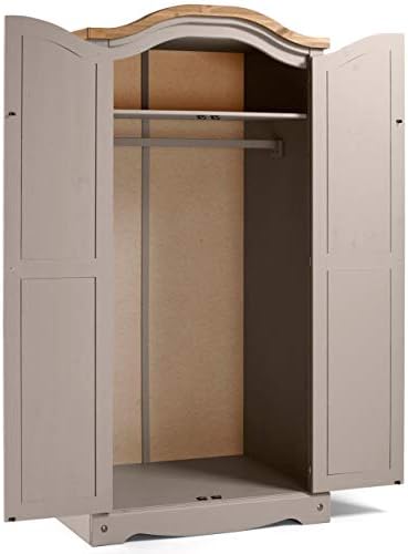 Mercers Furniture Corona Grey Wax 2 Door Arch Top Wardrobe