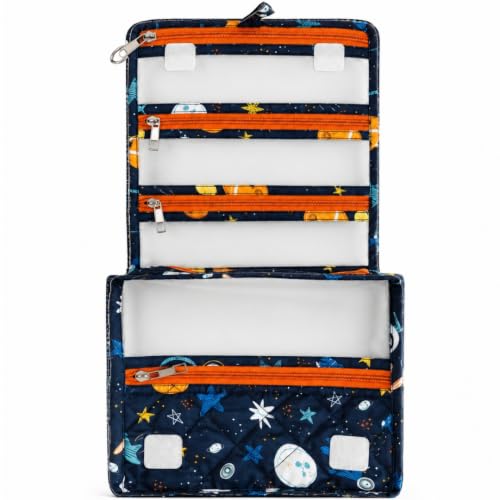 Image of Foldable Travel Kit | Multipurpose All-in-One Compact, Foldable, Durable, Lightweight, Waterproof, Bag | Travel Friendly Pouch Ideal for Diaper, Medicines & Toiletry (Outer Space Print)