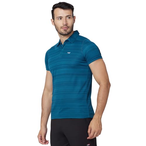 Image of berge' Mens Polyester Dry Fit Collar Wave Stripe Polo Tshirts for Men, Quick Drying & Breathable Fabric, Gym Wear & Workout Tees|Collar Tshirt for Men|Slim Fit Half Sleeve Tshirt|Polo Neck Tshirts