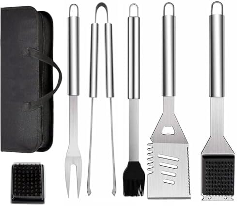 ZWMYF – 7 Pieces BBQ Grill Tools Set, Stainless Steel Grill Utensil Kit with Carry Bag, Spatula, Tongs and Fork, BBQ Tools Accessories ZWMYF – 7 Pieces BBQ Grill Tools Set, Stainless Steel Grill Utensil Kit with Carry Bag, Spatula, Tongs and Fork, BBQ Tools Accessories