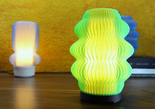 Image of Haydn Modern Table Lamp for Bedroom & Living Room | Aesthetic Ribbed Glass Design | Warm LED Light | Bedside Night Lamp for Home Decor & Kids Room | Clear Green | Pack of 1