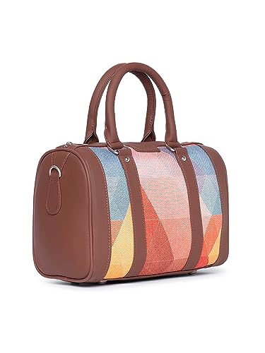 Image of ZOUK Printed Vegan Leather Handmade Women's Handbags with double handles and detachable Sling Strap