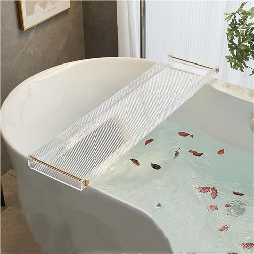 Modern Bathtub Rack, Bathtub Tray Caddy with Metal Handles, Acrylic Storage Rack Tub Shelf for Bathroom, Pool and Hotel(Multi-Colored,70cm/27.6in)