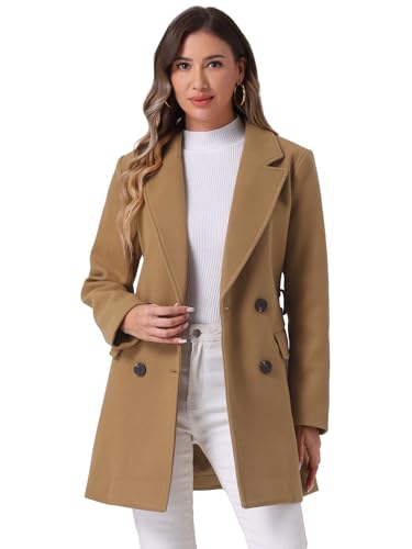 Manteau d'hiver mi-long camel Allegra K : l'élégance chic pour vos sorties citadines
