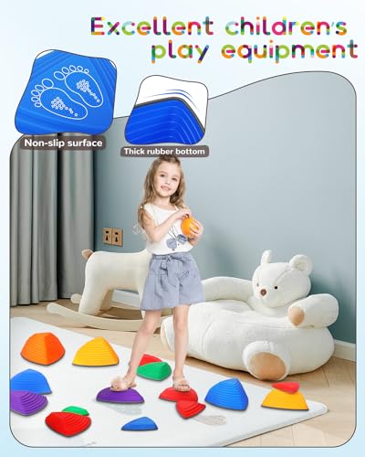 Kids Stepping Stones 25 Sets Rainbow, Balance Stepping Stone for Children,Toddler Stepping Stones Big-Side Sensory Toys,River Stones Outdoor Obstacle Activity Non-Slip Thickening and Widening Material - Image 4