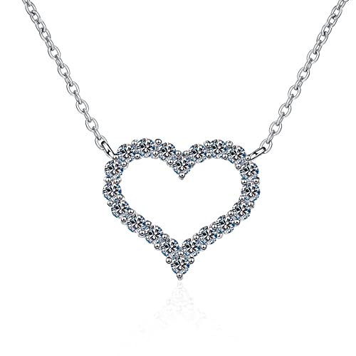 Collier moissanite en argent 925 avec pendentif halo cœur pour femme