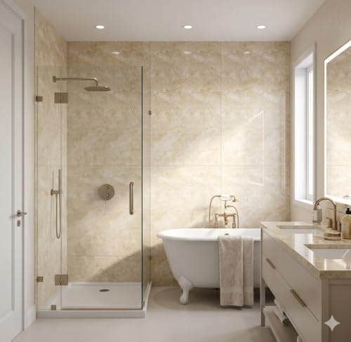 Image of WALLVEAR UV Marble Wall Panel 2x2 Ft PVC High Gloss Sheet, Pack of 8