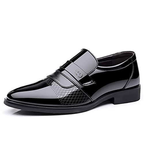 Mens Breathable Leather Shoes Formal Business Shoes Low Heel Patent Leather Shoe Non Slip Arch Suppport Dress Footwear Comfortable Elegant Dating Man Durable Casual Footwear2