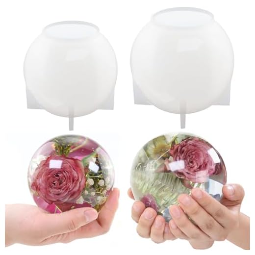 Voaesdk 2Pcs Large Sphere Resin Molds,4.7'' & 4'' Crystal Ball Silicone Resin Molds for Flowers Preservation,Seamless Orb Epoxy Resin Molds for DIY Resin Art Candle Soap Making Home Decor
