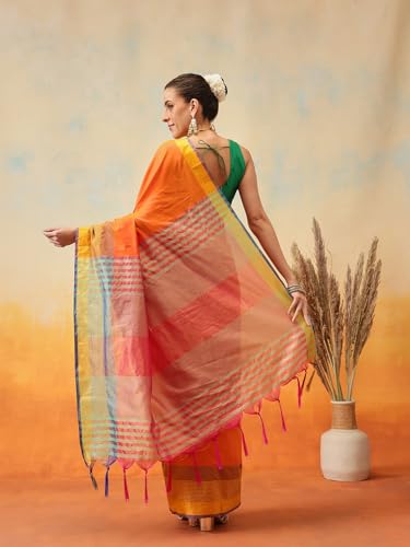 Image of Amazon Brand - Anarva Pattu Art Silk Woven Ready To Wear Saree Pink