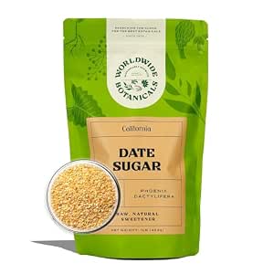 Worldwide Botanicals Date Sugar Granules, 1 lb - 100% Pure Dried Dates, Natural Whole Food Sweetener for Baking