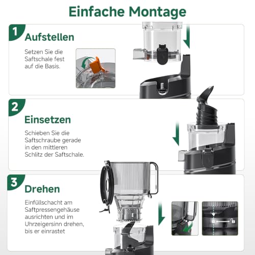 Foto von AMZCHEF Automatischer Slow Juicer, Entsafter mit 150 mm XL-Einfüllöffnung
