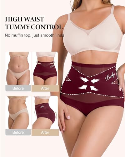 Image of Women's High Waisted Underwear Full Coverage Compression Briefs 4 /5 Packs Panties Postpartum Comfortable