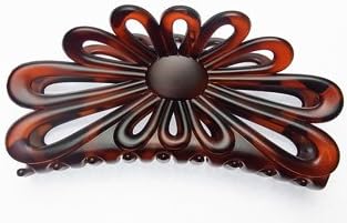 Amazon Co Jp 最大級 バンスクリップ Xxl 特大ガッツリとめるmega Max デコ ブラウン フラワー ファッション