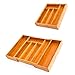 Quttin - Cubertero, organizador de cubiertos de bambú extensible 5 a 7 compartimentos, 46 x 43 x 5 cm. Bandeja, porta utensilios de madera para cajón cocina