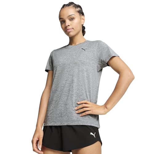 Puma Women's Train All Day Essential Small Logo T-Shirt, Medium Gray Heather SS25, Large