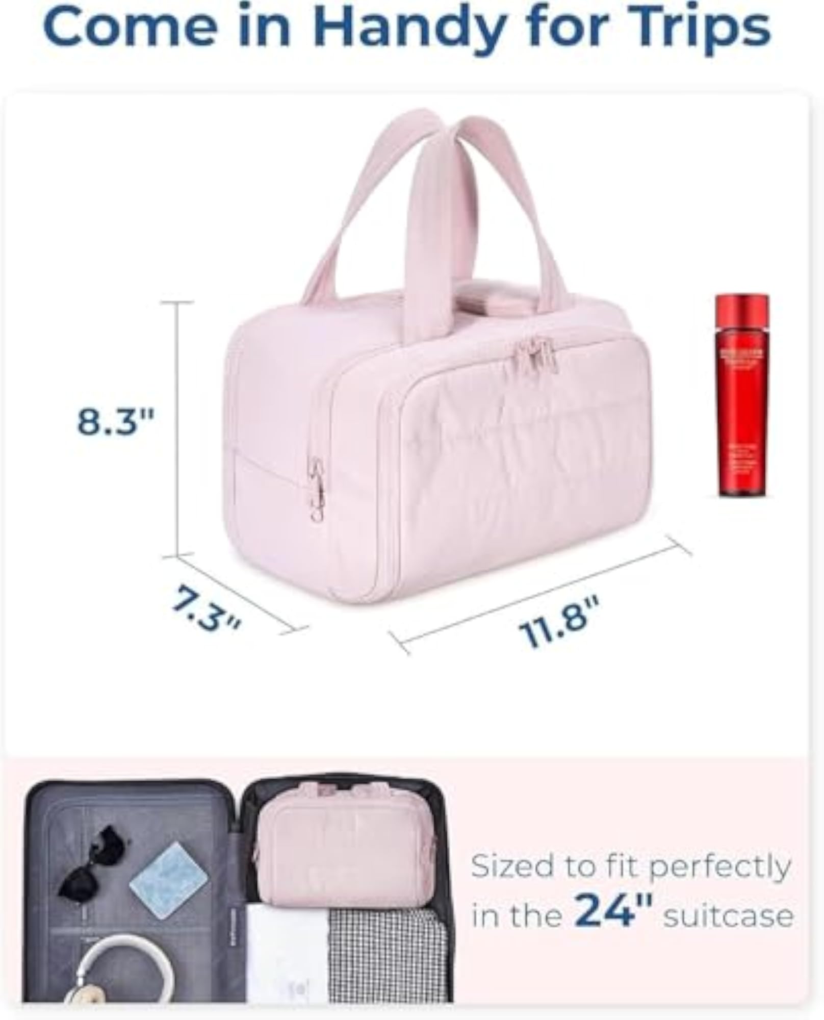 Travel Cosmetic Bag with Double Layer Storage