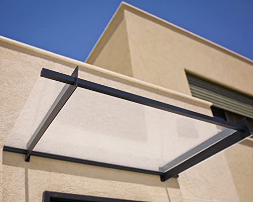 Palram - Canopia Nancy 5\' x 3\' 1500 Window & Door Awning for Door Entrance, High-End Polycarbonate Patio Canopy with Clear Panels, UV Protection, Modern Gray Metal Frame, Weather Resistant Overhang - Thumbnail 5