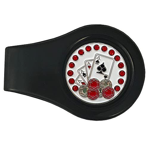 Giggle Golf Colored Ball Marker Clip with A Bling Golf Ball Marker | Great Golf Gift for Women Golfers (4 Aces)