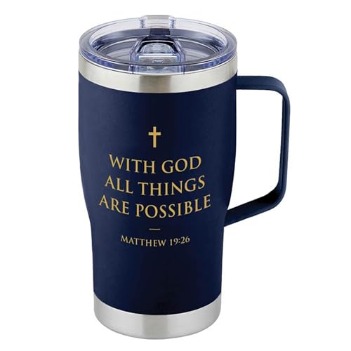 Faithworks Christian Gifts - Large Inspirational Stainless Steel Insulated Mug with Lid, 20-Ounce, All Things Possible