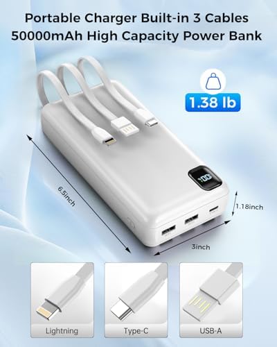 50000mAh 22.5W Fast Charging Power Bank Portable Charger for iPhone Samsung - 3