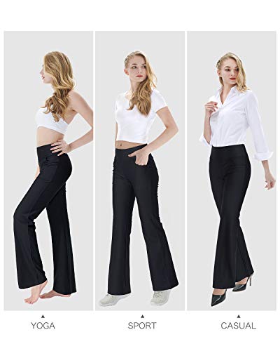 Zeronic Bootcut Yoga Pants for Women with Pockets High Waisted Workout Running Pants Tummy Control Long Bootleg Work Pants3