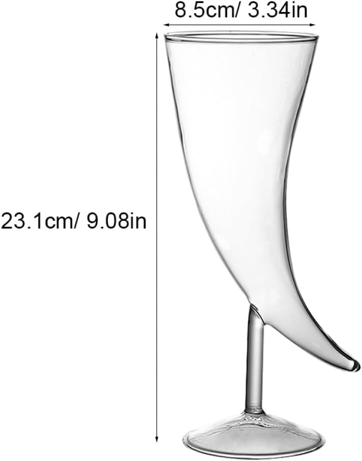 Creative Glass Croissant Wine Goblets 2pcs, Moon-shaped Cocktail Horn Glasses for Bar and Home Entertaining