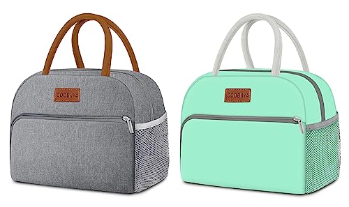 Insulated Lunch Bag for Women/Men,Small Leakproof Cooler Cute Lunch Box Tote for Work Office Picnic Beach or Travel Adult-Green/Grey Bags